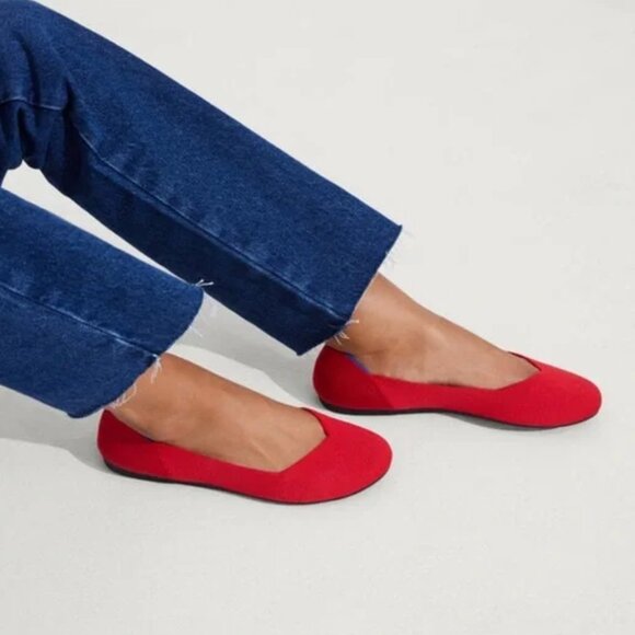 Rothy's Shoes - ROTHY'S THE FLAT SHOES BRIGHT RED WASHABLE RECYCLED PLASTIC BALLET SLIP ON sz 8